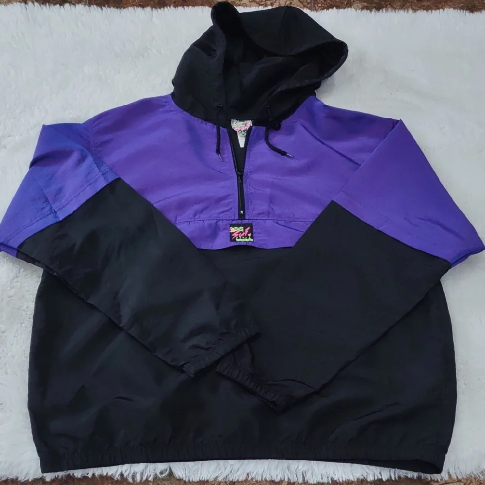 Vintage Surf Style, Purple and Black Windbreaker Jacket - Picture 17 of 17